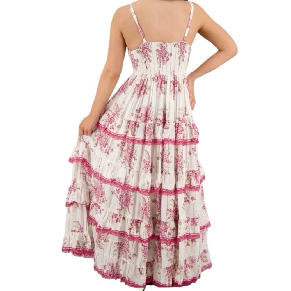 Lace Trim Boho Maxi Dress made in India 25120 - Picture 2 of 2